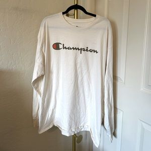 Men's Cream Champion Long Sleeve Shirt